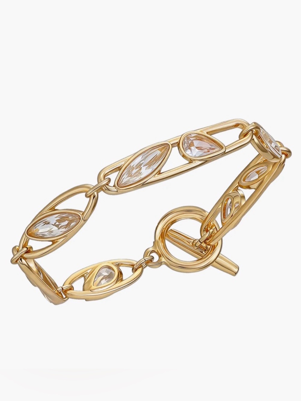 Vince Camuto Gold Crystal Link Toggle Bracelet - Picture 3 of 6
